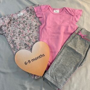Laura Ashley - 3-piece - Pink and Grey Floral Onesies and pants